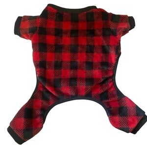 Luv Gear Holiday Red Black Plaid Xmas Dog Fleece Sweater Size M